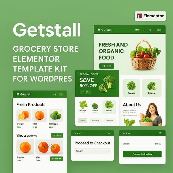 Getstall – Grocery Store Elementor Template Kit for WordPress