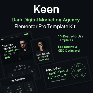 Keen – Dark Digital Marketing Agency Elementor Pro Template Kit