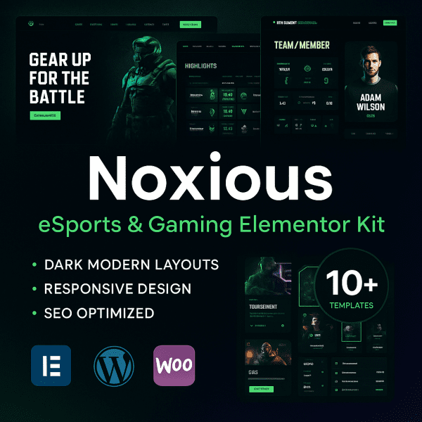 Noxious – eSports & Gaming Elementor Template Kit