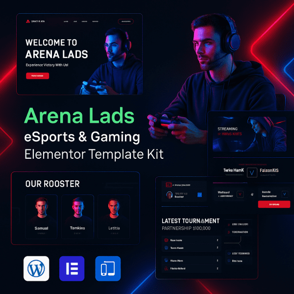 Arena Lads – eSports & Gaming Elementor Template Kit